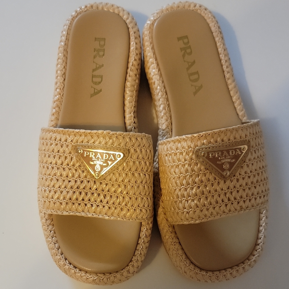 Prada Women's Beige Woven Sandals
